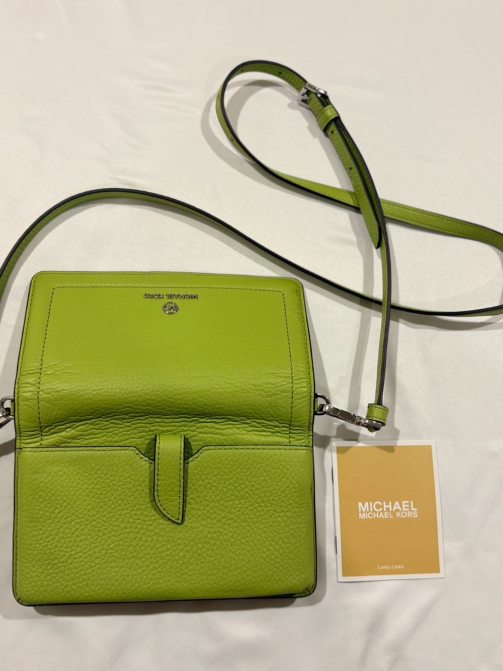 Michael Kors Lime Green Pebbled Leather Wallet - Picture 6 of 15